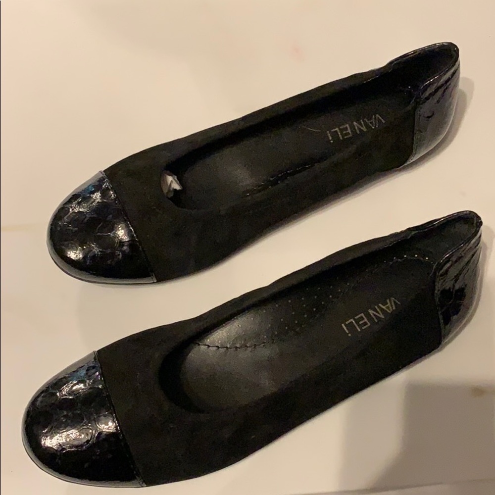 Vaneli• Black Suede Slip On Shoes